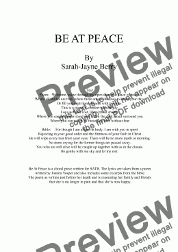 page one of Be At Peace (SATB CHOIR)