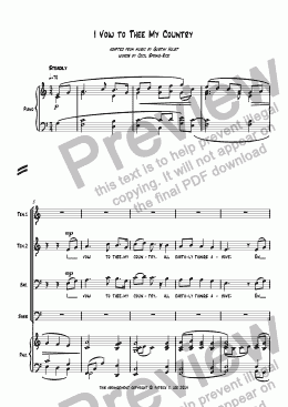 page one of I Vow to Thee My Country (for TTBB chorus & piano)