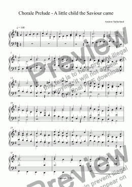 page one of Chorale Prelude - A little child the Saviour came