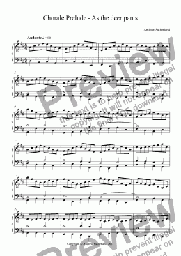 page one of Chorale Prelude - As the deer pants