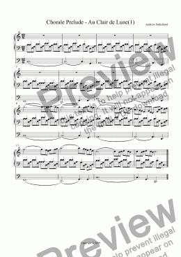 page one of Chorale Prelude - Au Clair de Lune(1)