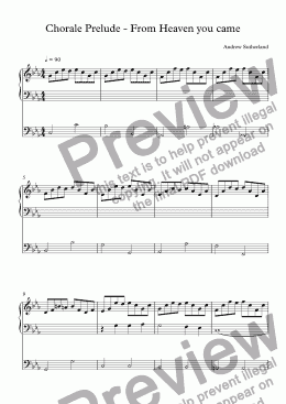 page one of Chorale Prelude - From Heaven you came