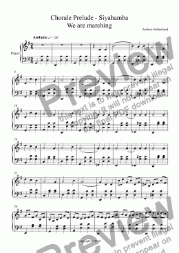 page one of Chorale Prelude - Siyahamba We are marching