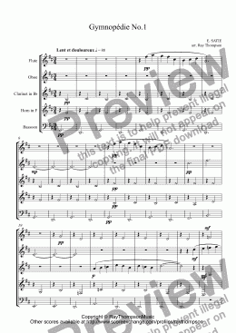 page one of Satie: Gymnopédie No.1 (arr. wind quintet)