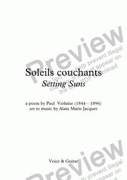 page one of Soleils couchants (A. Jacques / Verlaine) - bilingual