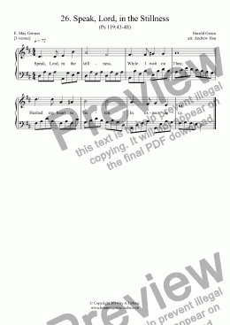 page one of Speak, Lord, in the Stillness - Easy Piano 26