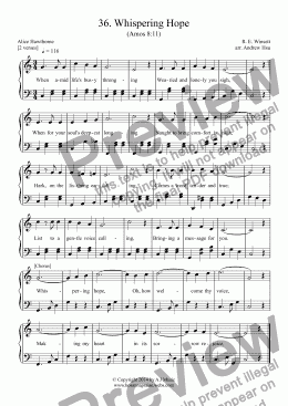 page one of Whispering Hope - Easy Piano 36