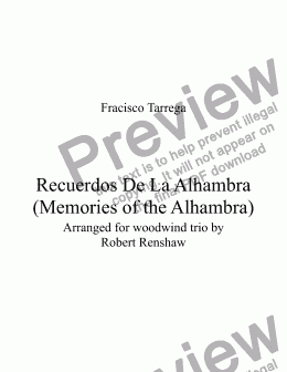 page one of Recuerdos De La Alhambra (fl,ob,cl)