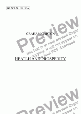 page one of GRACE - No.18 of 252 GARTON GRACES Mainly for  Female Voices but sometimes Mixed. 'HEALTH AND PROSPERITY' for SSA a cappella