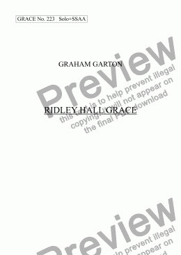 page one of GRACE - No.223a of 252 GARTON GRACES Mainly for  Female Voices but sometimes Mixed. ’RIDLEY HALL GRACE’ for SATB+SoloA/Bar