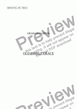 page one of GRACE - No.241 of 252 GARTON GRACES Mainly for  Female Voices but sometimes Mixed. 'OLD FAMILY GRACE' for SSAA a cappella
