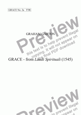 page one of GRACE - No.2a of 252 GARTON GRACES Mainly for  Female Voices but sometimes Mixed. ’GRACE - from Laudi Spirituali (1545)’ for TTB a cappella