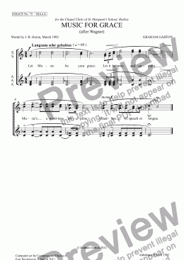 page one of GRACE - No.75 of 252 GARTON GRACES Mainly for  Female Voices but sometimes Mixed. MUSIC FOR GRACE' for SSAAA a cappella (after Wagner)