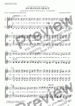 page one of GRACE - No.91 of 252 GARTON GRACES Mainly for  Female Voices but sometimes Mixed. ’AN IRANIAN GRACE’ for SSAA a cappella