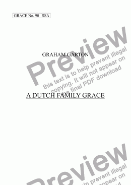 page one of GRACE - No.90 of 252 GARTON GRACES Mainly for  Female Voices but sometimes Mixed. ’ A DUTCH FAMILY GRACE’ SSAA a cappella