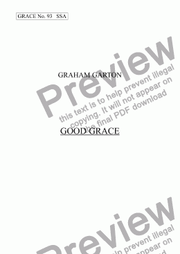 page one of GRACE - No.93 of 252 GARTON GRACES Mainly for  Female Voices but sometimes Mixed. ’GOOD GRACE’ SSA a cappella