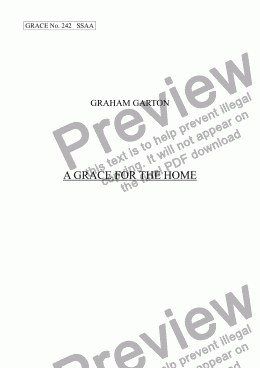 page one of GRACE - No.242 of 252 GARTON GRACES Mainly for  Female Voices but sometimes Mixed. 'A GRACE FOR THE HOME' SSAA a cappella