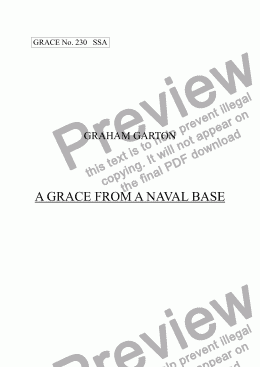 page one of GRACE - No.230 of 252 GARTON GRACES Mainly for  Female Voices but sometimes Mixed. 'A GRACE FROM A NAVAL BASE' SS(orA1)A a cappella