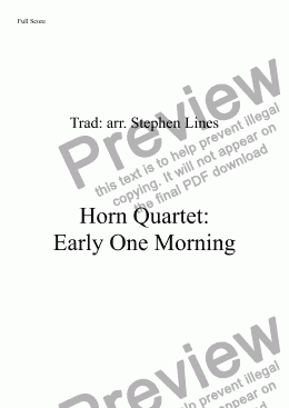 page one of Horn Quartet: Early One Morning