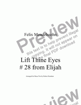 page one of Lift Thine Eyes (#28 From Elijah) Trpt, Trb, Tba 