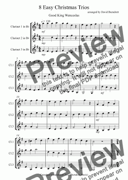 page one of 8 Easy Christmas Trios for Clarinet