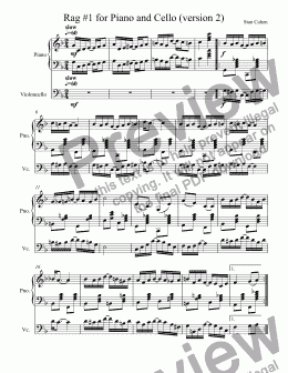 page one of Rag #1 for Piano and Cello (version 2)