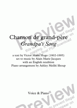 page one of La Chanson de Grand-Père (A. Jacques / Victor Hugo) - bilingual