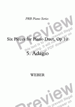 page one of PRB Piano Series: Six Pieces for Piano Duet - (5) Adagio