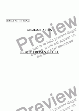page one of GRACE - No.137 of 252 GARTON GRACES Mainly for  Female Voices but sometimes Mixed. 'GRACE FROM ST. LUKE' No.5 of Five Biblical Graces for SSAA a cappella