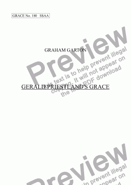 page one of GRACE - No.180 of 252 GARTON GRACES Mainly for  Female Voices but sometimes Mixed. 'GERALD PRIESTLAND’S GRACE' for SSAA a cappella