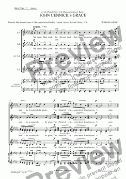 page one of GRACE - No.127 of 252 GARTON GRACES Mainly for  Female Voices but sometimes Mixed. 'JOHN CENNICK’S GRACE' for SSAAA a cappella