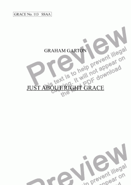 page one of GRACE - No.113 of 252 GARTON GRACES Mainly for  Female Voices but sometimes Mixed.JUST ABOUT RIGHT GRACE