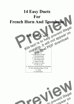 page one of 14 Easy Duets For French Horn And Trombone