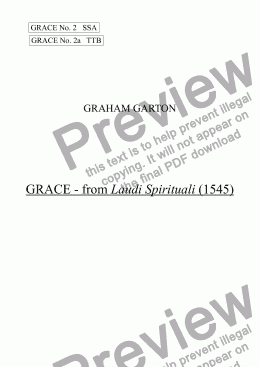 page one of GRACE - No.2 of 252 GARTON GRACES Mainly for  Female Voices but sometimes Mixed. 'GRACE - from Laudi Spirituali (1545)' for SSA a cappella