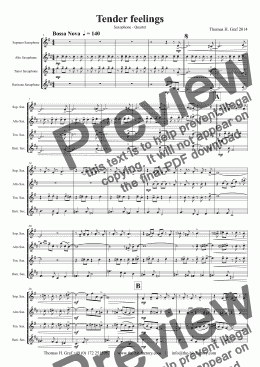 page one of Tender feelings - Saxophone Quartet