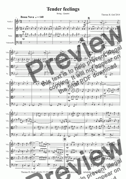 page one of Tender feelings  - String Quartet