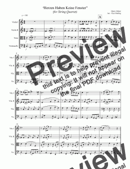 page one of Polka - Herzen Haben Keine Fenster (String Quartet)