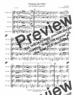 page one of Polka - Morning Star Polka (Saxophone Quartet SATB or AATB)