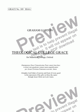 page one of GRACE - No.189 of 252 GARTON GRACES Mainly for  Female Voices but sometimes Mixed. 'THEOLOGICAL COLLEGE GRACE' Latin Grace for SSAA a cappella