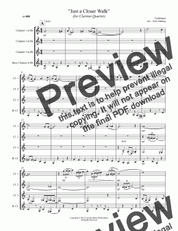 page one of Dixieland - A Closer Walk With Thee (Clarinet Quartet)