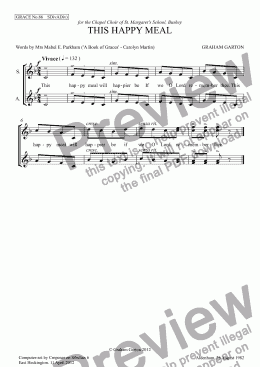 page one of GRACE - No.86 of 252 GARTON GRACES Mainly for  Female Voices but sometimes Mixed. 'THIS HAPPY MEAL' For SDiv.ADiv. a cappella