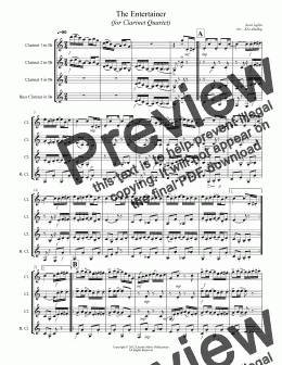 page one of Joplin - The Entertainer (Clarinet Quartet)