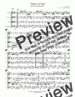 page one of Joplin - Maple Leaf Rag (String Quartet)