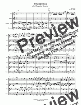 page one of Joplin - Pineapple Rag (Woodwind Quartet)