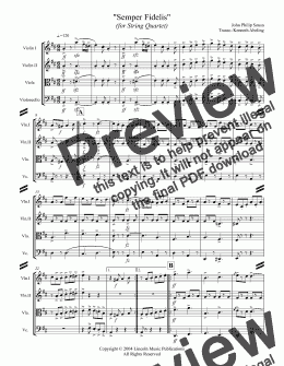 page one of March - Semper Fidelis (String Quartet)