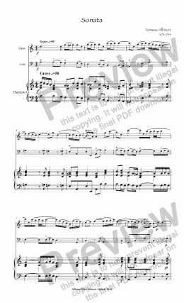 page one of Albinoni Sonata for flute & pno ,cello