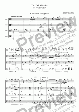 page one of Lalo - TWO FOLK MELODIES - for viola quartet