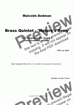 page one of Brass Quintet - ’Nature’s Song’