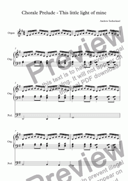 page one of Chorale Prelude - This little light of mine