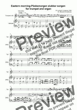 page one of Eastern morning-Påskemorgen slukker sorgen  for trumpet and organ